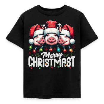 MERRY ChristMAST - Weihnachtsbraten Essen Mahlzeit - Kinder T-Shirt - Schwarz - Vorne - AI Model Kid Female (0cm)
