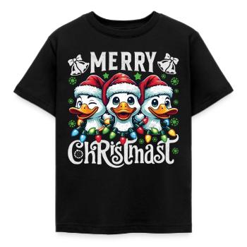MERRY ChristMAST - Weihnachtsgans Festtagsessen - Kinder T-Shirt - Schwarz - Vorne - AI Model Kid Female (0cm)