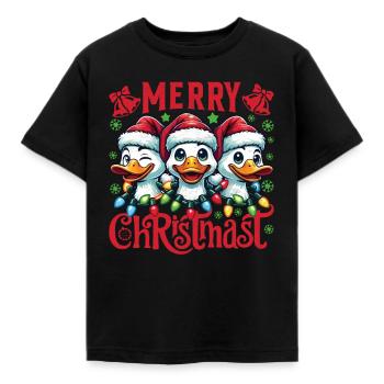 MERRY ChristMAST - Weihnachtsgans Festtagsessen - Kinder T-Shirt - Schwarz - Vorne - AI Model Kid Female (0cm)