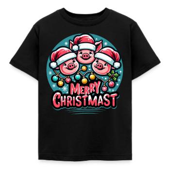 JOYEUX Noël - Repas de Noël rôti - T-shirt Enfant - noir - Devant - AI Model Kid Female (0cm)