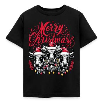 JOYEUX Noël - Rôti de bœuf de Noël - T-shirt Enfant - noir - Devant - AI Model Kid Female (0cm)
