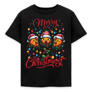 MERRY ChristMAST - Weihnachtsbraten Essen Mahlzeit - Kinder T-Shirt - Schwarz - Vorne - AI Model Kid Female (0cm)