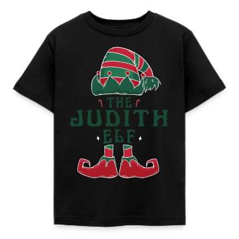 Der Judith Elf Pyjama für lustige Weihnachtsferien - Kinder T-Shirt - Schwarz - Vorne - AI Model Kid Female (0cm)