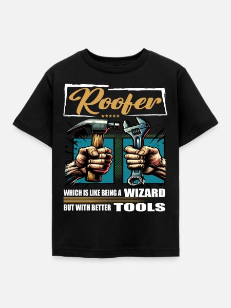 Roofer Beruf Spruch Arbeiter - Kinder T-Shirt - Schwarz