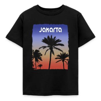 Jakarta Indonésie coucher de soleil vacances Souvenir Palm - T-shirt Enfant - noir - Devant - AI Model Kid Female (0cm)