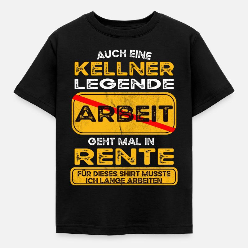 Kellner lustiges Rente Pension - Kinder T-Shirt - Schwarz