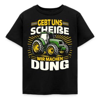 COW FARMER'S SAYING - Tractor Agriculture Harvest Time - Kids' T-Shirt - black - Front - AI Model Kid Female (0cm)
