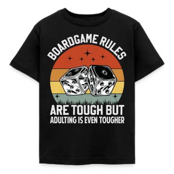 Board Game Rules - But Adulting Is Tougher - Kids' T-Shirt - black - Front - AI Model Kid Female (0cm)