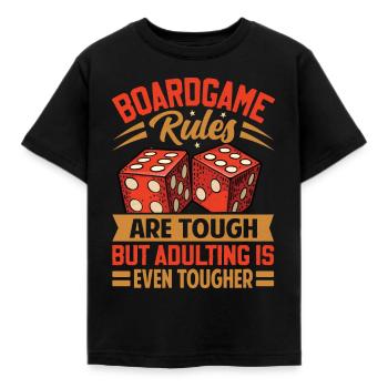 Board Game Rules - But Adulting Is Tougher - Kids' T-Shirt - black - Front - AI Model Kid Female (0cm)