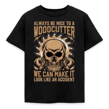Soyez gentil avec un bûcheron - dicton de bûcheron - T-shirt Enfant - noir - Devant - AI Model Kid Female (0cm)