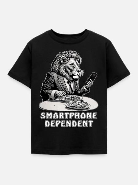 LÖWE SMARTPHONE DEPENDENT - Kinder T-Shirt - Schwarz