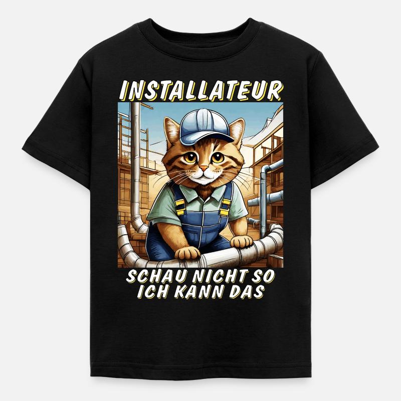 CAT INSTALLER - Kids' T-Shirt - black