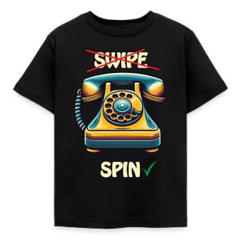 Retro-Vintage-Wählscheibentelefon Lebendige Farbe - Kinder T-Shirt - Schwarz - Vorne - AI Model Kid Female (0cm)