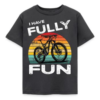 Mountainbike I have fully fun MTB - Kinder T-Shirt - Dunkelgrau - Vorne - AI Model Kid Female (0cm)