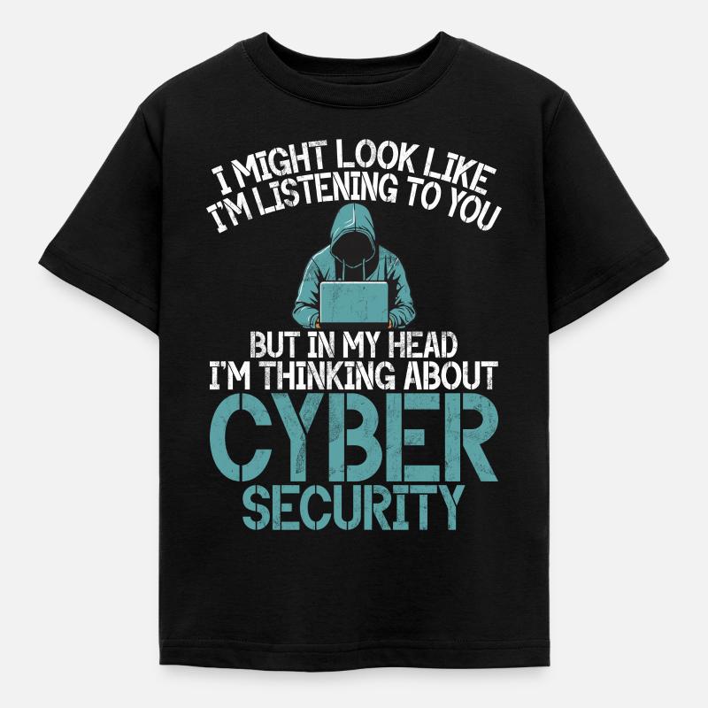 Cyber security hacker hacking - Kids' T-Shirt - black