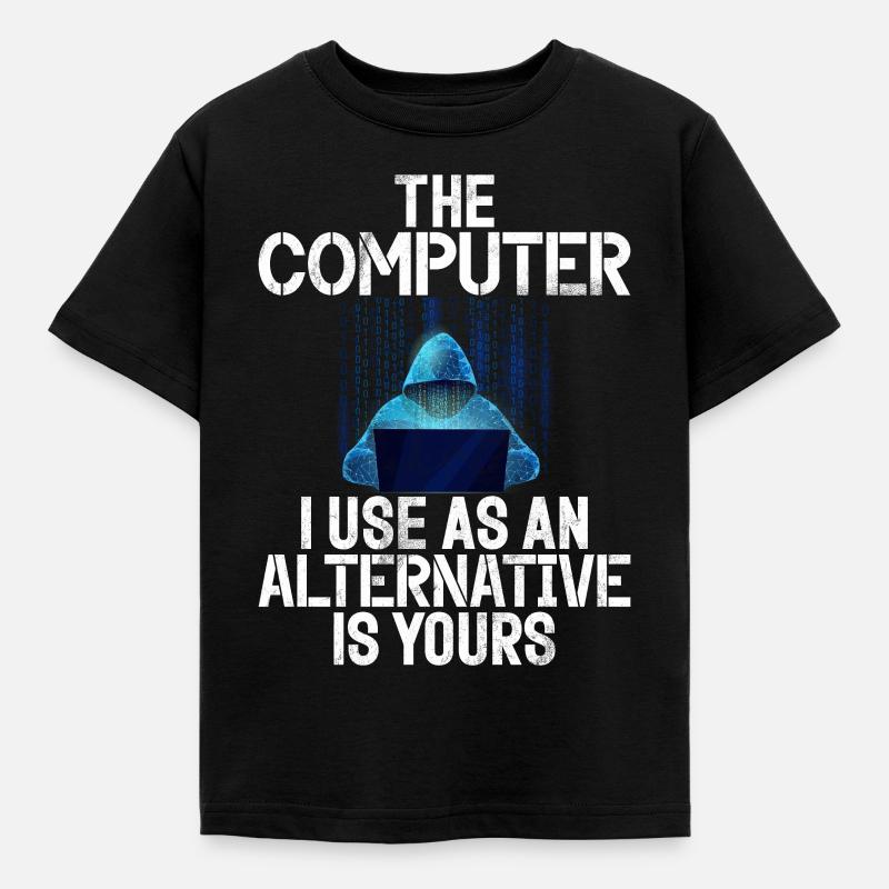 Cyber security hacker hacking - Kids' T-Shirt - black