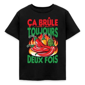 Il brûle toujours deux fois - Sauce piquante Chili Cook - T-shirt Enfant - noir - Devant - AI Model Kid Female (0cm)