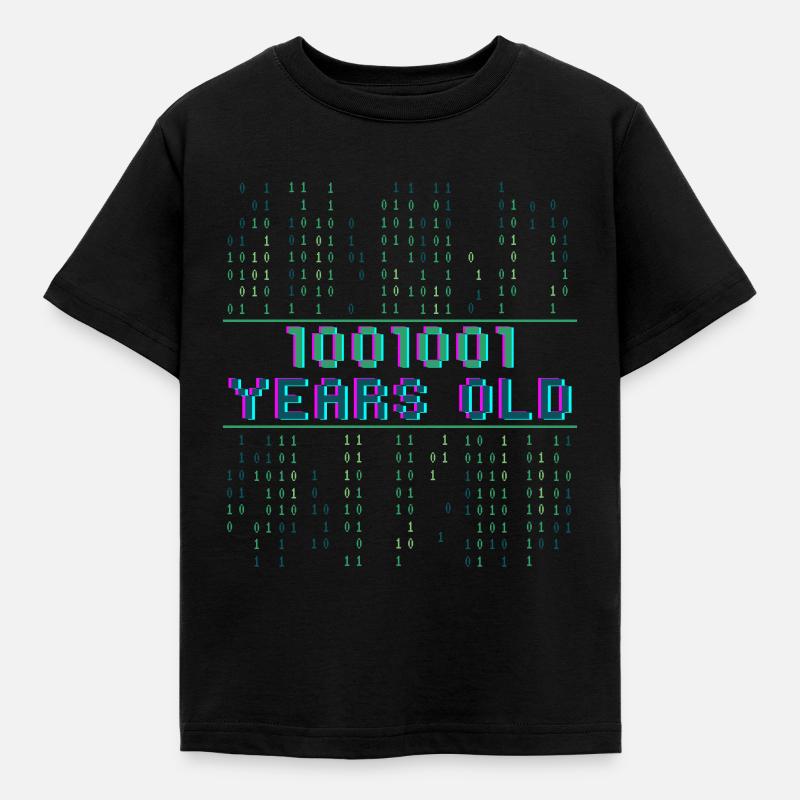 73. Geburtstag 73 Jahre alt Binärcode Informatik - Kinder T-Shirt - Schwarz