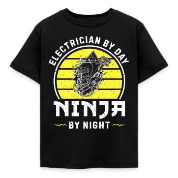 Électricien le jour ninja la nuit Métier de la lampe - T-shirt Enfant - noir - Devant - AI Model Kid Female (0cm)