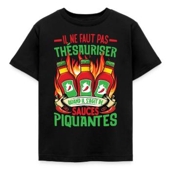 Scharfes Essen-Pfeffer-Liebhaber-Outfit für scharf - Kinder T-Shirt - Schwarz - Vorne - AI Model Kid Female (0cm)