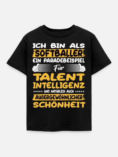 Softballer ein Paradebeispiel Softball - Kinder T-Shirt - Schwarz