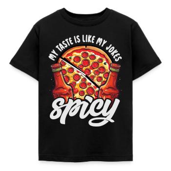 Red Hot Chili Sauce Épicé Amateur de Nourriture Pizza Robe - T-shirt Enfant - noir - Devant - AI Model Kid Female (0cm)