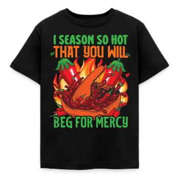 Red Hot Chili Sauce Spicy Food Lover Apparel - Kids' T-Shirt - black - Front - AI Model Kid Female (0cm)