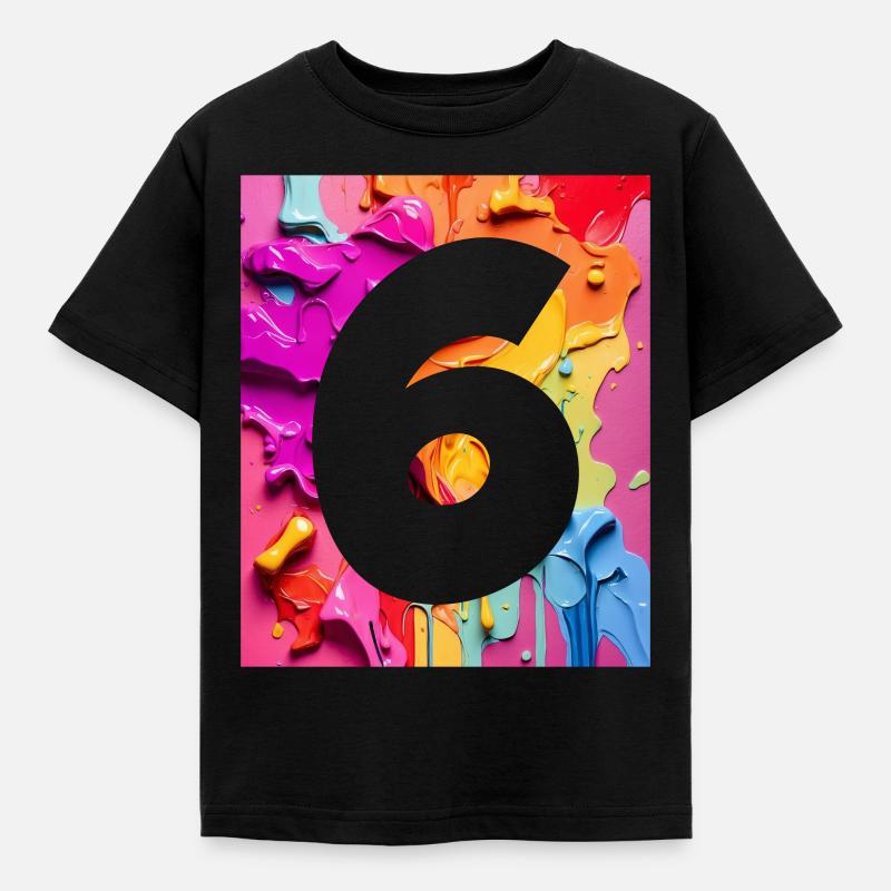 NR. 6 NUMMER 6 BUNT 6. GEBURTSTAG - Kinder T-Shirt - Schwarz