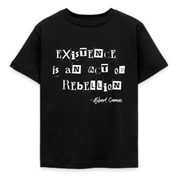 L’existence est un acte de rébellion Albert Camus - T-shirt Enfant - noir - Devant - AI Model Kid Female (0cm)