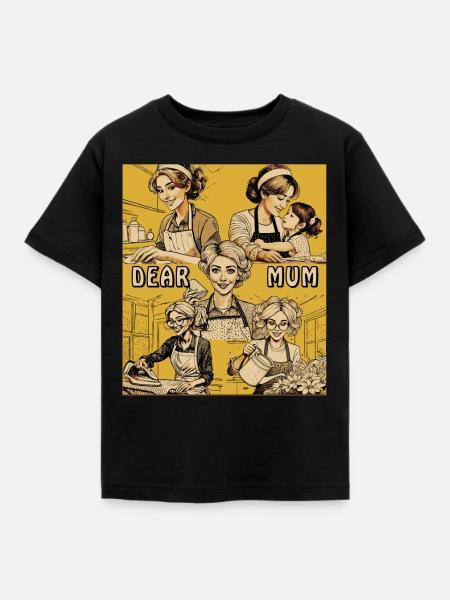 FRAU HAUSARBEIT DEAR MUM - Kinder T-Shirt - Schwarz