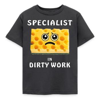 SPÉCIALISTE DE L’ÉPONGE EN SALE BESOGNE - T-shirt Enfant - charbon - Devant - AI Model Kid Female (0cm)
