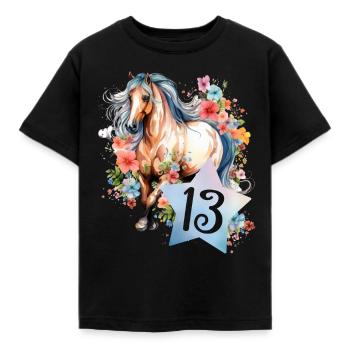Geburtstag 13 Mädchen Pferd Reiten Stall Dreizehn - Kinder T-Shirt - Schwarz - Vorne - AI Model Kid Female (0cm)