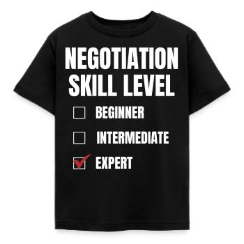 negotiation skill level: expert - neurodiversity - Kids' T-Shirt - black - Front - AI Model Kid Female (0cm)