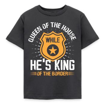 Reine de la maison alors qu’il est roi de la frontière - T-shirt Enfant - charbon - Devant - AI Model Kid Female (0cm)