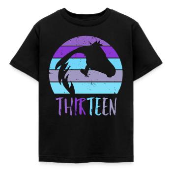 Geburtstag 13 Mädchen Pferd Reiten Stall Dreizehn - Kinder T-Shirt - Schwarz - Vorne - AI Model Kid Female (0cm)