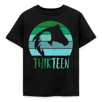 Geburtstag 13 Mädchen Pferd Reiten Stall Dreizehn - Kinder T-Shirt - Schwarz - Vorne - AI Model Kid Female (0cm)