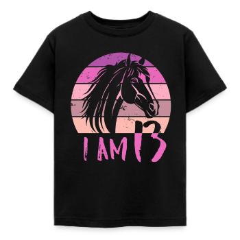 Geburtstag 13 Mädchen Pferd Reiten Stall Dreizehn - Kinder T-Shirt - Schwarz - Vorne - AI Model Kid Female (0cm)