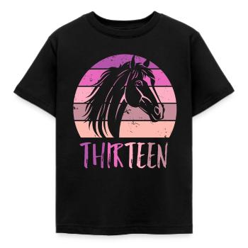 Geburtstag 13 Mädchen Pferd Reiten Stall Dreizehn - Kinder T-Shirt - Schwarz - Vorne - AI Model Kid Female (0cm)