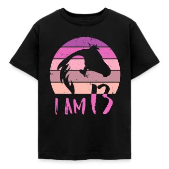 Geburtstag 13 Mädchen Pferd Reiten Stall Dreizehn - Kinder T-Shirt - Schwarz - Vorne - AI Model Kid Female (0cm)