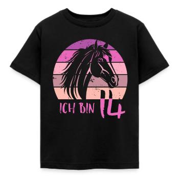Geburtstag 14 Mädchen Pferd Reiten Stall Fourteen - Kinder T-Shirt - Schwarz - Vorne - AI Model Kid Female (0cm)
