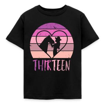 Geburtstag 13 Mädchen Pferd Reiten Stall Dreizehn - Kinder T-Shirt - Schwarz - Vorne - AI Model Kid Female (0cm)