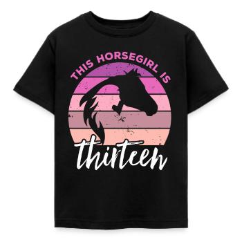 Geburtstag 13 Mädchen Pferd Reiten Stall Dreizehn - Kinder T-Shirt - Schwarz - Vorne - AI Model Kid Female (0cm)