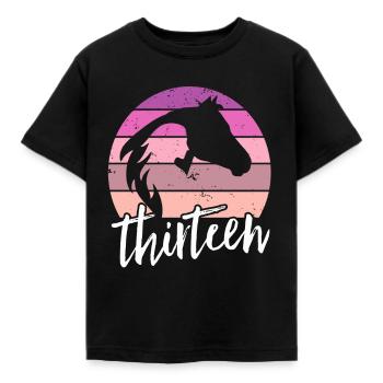 Geburtstag 13 Mädchen Pferd Reiten Stall Dreizehn - Kinder T-Shirt - Schwarz - Vorne - AI Model Kid Female (0cm)