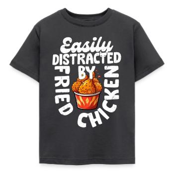 Easily Disreacted By Fried Chicken Fast Food Fry - Kinder T-Shirt - Dunkelgrau - Vorne - AI Model Kid Female (0cm)