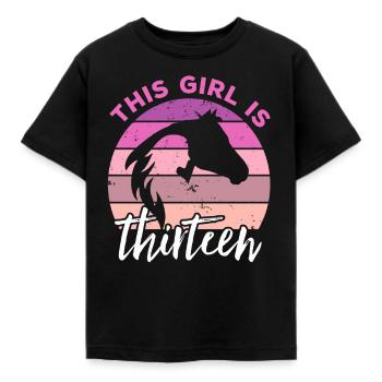 Geburtstag 13 Mädchen Pferd Reiten Stall Dreizehn - Kinder T-Shirt - Schwarz - Vorne - AI Model Kid Female (0cm)