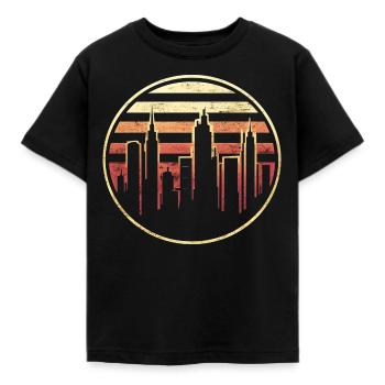 Ville Urbaine Vintage Graphique Ville - T-shirt Enfant - noir - Devant - AI Model Kid Female (0cm)