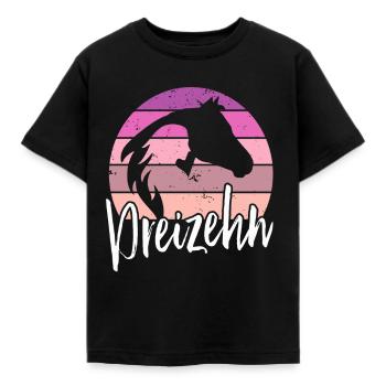 Geburtstag 13 Mädchen Pferd Reiten Stall Dreizehn - Kinder T-Shirt - Schwarz - Vorne - AI Model Kid Female (0cm)