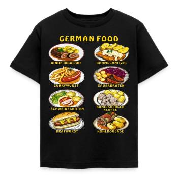 GERMAN FOOD - Kinder T-Shirt - Schwarz - Vorne - AI Model Kid Female (0cm)