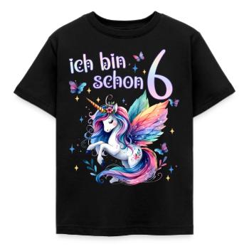 Geburtstag 6 Einhorn Sechster Geburtstag Mädchen 6 - Kinder T-Shirt - Schwarz - Vorne - AI Model Kid Female (0cm)