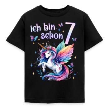 Geburtstag 7 Einhorn Siebter Geburtstag Mädchen 7 - Kinder T-Shirt - Schwarz - Vorne - AI Model Kid Female (0cm)